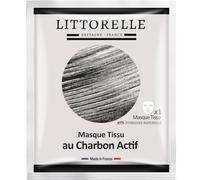 Littorelle - 1x Tissue Face Mask with Activated Charcoal and Nutrient-rich Serum - Made in France - Purifies and Detoxifies the Skin - Reduces Blackheads - Sheet Mask for Combination to Oily Skin