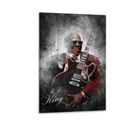 LITTPU BB King Poster Art Guitar Wall Decor Music Legend Print Blues Artist Artwork Vintage Style Home Decoration Unique Gift for Music Lovers Black And White Aesthetic Gift 08x12inch(20x30cm) Framed