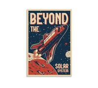 LITTPU Beyond The Solar System Poster Art Retro Space Shuttle Print Vintage Astronaut Wall Decor Cosmic Adventure Artwork for Home Unique Gift for Space Lovers Gift 20x30inch Unframed