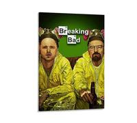 LITTPU Breaking Bad Poster Art Vintage Style Wall Print Iconic TV Show Decor Jesse Pinkman And Walter White Home Cinema Wall Art Gift for Fans Collectible Artwork Gift 20x30inch Framed