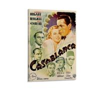 LITTPU Casablanca Movie Poster Art Print Classic Film Wall Decor Vintage Movie Artwork Humphrey Bogart Ingrid Bergman Retro Cinematic Decor for Home Or Office Gift 08x12inch Framed