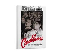 LITTPU Casablanca Movie Poster Art Print Vintage Classic Film Wall Decor Humphrey Bogart Ingrid Bergman Black And White Cinematic Photography Home And Kitchen Decoration Gift 08x12inch Framed