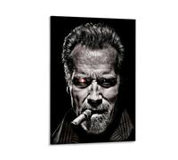 LITTPU Cigar Smoking Man Poster Dark Art Print Vintage Style Wall Decor Unique Home Decoration Cinematic Character Wall Art Gift for Movie Lovers Retro Aesthetic Gift 24x36inch Framed