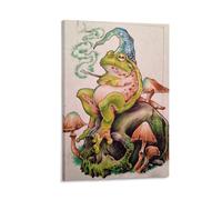 LITTPU Magical Frog Wizard Poster Art Fantasy Wall Print Colorful Nature Decor Whimsical Animal Artwork Enchanted Forest Decor Unique Gift for Home Kids Room Animal Lovers Gift 08x12inch Framed