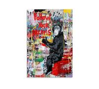 LITTPU Monkey Art Print Follow Your Dreams Wall Decor Colorful Graffiti Poster Modern Home Decoration Unique Animal Artwork Inspirational Quote for Living Room Office Gift 24x36inch Unframed