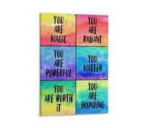 LITTPU Motivational Wall Art Poster You Are Magic Radiant Powerful Worth It Matter Inspiring Colorful Prints for Home Decor Positive Affirmations Art for Living Room Gift 20x30inch Framed