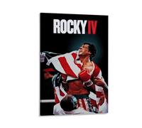LITTPU Rocky IV Movie Poster Print Boxing Art Vintage Film Decor Sports Wall Art Classic Cinema Home And Kitchen Decoration Stallone Artwork Inspirational Wall Decor Gift 16x24inch Framed