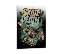 LITTPU Skate Or Death Poster Urban Art Print Graffiti Style Wall Decor Skateboard Themed Artwork Street Culture Home Decoration Unique Gift for Skaters And Art Lovers Gift 20x30inch Framed