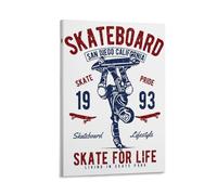 LITTPU Skateboard Art Print San Diego California Wall Decor Skate Lifestyle Poster Skate for Life Inspirational Print 90s Retro Skateboard Design Living in Park Artwork Gift 20x30inch Framed