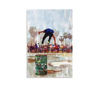 LITTPU Skateboard Art Print Urban Skateboarding Poster Street Style Wall Decor Graffiti Inspired Artwork Youth Culture Home Decoration Dynamic Action Scene Skate Park Vibes Gift 12x18inch Unframed