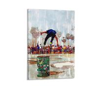 LITTPU Skateboard Art Print Urban Skateboarding Poster Street Style Wall Decor Graffiti Inspired Artwork Youth Culture Home Decoration Dynamic Action Scene Skate Park Vibes Gift 20x30inch Framed