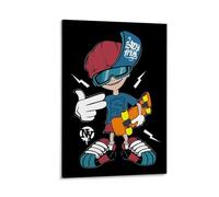 LITTPU Skateboard Art Print Urban Street Style Poster Cool Graphic Wall Decor for Teens Stay True Skate Culture Artwork Colorful Youthful Design for Bedroom And Living Room Gift 24x36inch Frame