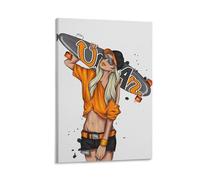LITTPU Skateboard Girl Art Print - Urban Streetwear Poster Trendy Wall Decor Fashion Illustration for Home Modern Aesthetic Youthful Vibe Gift for Skaters And Art Lovers Gift 08x12inch Framed