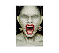 LITTPU Surreal Face Art Poster Key And Mouth Conceptual Print Unique Wall Decor for Living Room Modern Home Art Creative Design for Bedroom Or Office Abstract Artwork Gift 08x12inch Unframed