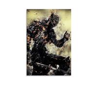 LITTPU Warrior Poster Art Fantasy Wall Print Dark Knight Artwork Medieval Warrior Decor Epic Battle Scene Unique Home Decor Gaming Art Vintage Style Print for Living Room Gift 12x18inch Unframed