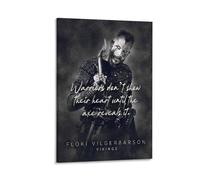 LITTPU Warriors Dont Show Heart Poster Viking Wall Art Print Floki Quote Decor Inspirational Home Kitchen Artwork Nordic Style Unique Gift for Fans of Vikings Gift 20x30inch Framed