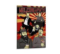 LITTPU Welcome to The Party Poster Vintage Political Art Print Retro Wall Decor Lenin Stalin Mao Marx Unique Home Kitchen Decor Gift for History Lovers Gift 24x36inch Framed