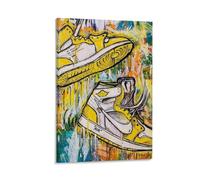 LITTPU Yellow Sneakers Poster Art Graffiti Style Wall Print Urban Decor for Home Street Art Inspired Artwork Unique Gift for Sneakerheads Trendy Room Decoration Gift 20x30inch Framed