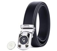 Litume GREEN GOLF Saffiano Leather Golf Belt for Men - Ratchet Slide Belt with Magnetic Enamel Ball Marker, Holeless Micro-Adjust Buckle, Scratch-Resistant Cross-Grain Texture (Black)