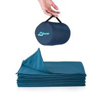 Litume Travel Blanket, Lightweight and Breathable, 170 x 122 cm, Soft Plane Blanket for Travelers, Foldable Camping Sheet with Pack Sack for Train, Camping, Travel (Fleece, E651) (Deep Teal)