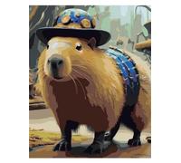 Lituor Capybara Paint by Numbers for Adults & Kids, 12x16 inch, Acrylic Pigment Canvas, Oil Painting Kit with Frame, Brushes, Easy to Follow Instructions