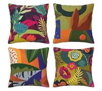 Lituor Cushion Covers 65x65 cm Green Red Set of 4 Modern Abstract Decorative Throw Pillow Covers Soft Square Cushion Cases for Living Room Sofa Couch Bed Pillowcases