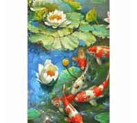 Lituor DIY 5D Diamond Art Painting Kits,Watercolor Carp Diamond Painting Kits for Adults Beginner,Cross Stitch Painting by Numbers Full Drill Embroidery Arts for Home Wall Decor Square Drill,25x45cm