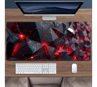 Lituor Gaming Mouse Pad Black Red Abstract 600x300x2mm XXL Large Mouse Mat with Stitched Edges,Big Desk Pad with Non-Slip Base Keyboard Mousepad for Office & Home Computers, Laptop