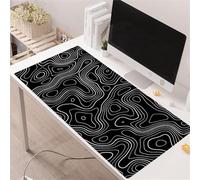 Lituor Gaming Mouse Pad Black Topographic Map 900x400x2mm XXL Large Mouse Mat with Stitched Edges,Big Desk Pad with Non-Slip Base Keyboard Mousepad for Office & Home Computers, Laptop