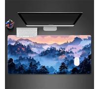 Lituor Gaming Mouse Pad Blue Abstract Landscape 600x400x3mm XXL Large Mouse Mat with Stitched Edges,Big Desk Pad with Non-Slip Base Keyboard Mousepad for Office & Home Computers, Laptop