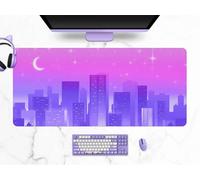 Lituor Gaming Mouse Pad Cartoon City Moon 800x400x2mm XXL Large Mouse Mat with Stitched Edges,Big Desk Pad with Non-Slip Base Keyboard Mousepad for Office & Home Computers, Laptop