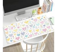 Lituor Gaming Mouse Pad Colorful Heart Cartoon 1000x500x2mm XXL Large Mouse Mat with Stitched Edges,Big Desk Pad with Non-Slip Base Keyboard Mousepad for Office & Home Computers, Laptop