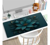 Lituor Gaming Mouse Pad Deep Blue Flowers 900x300x3mm XXL Large Mouse Mat with Stitched Edges,Big Desk Pad with Non-Slip Base Keyboard Mousepad for Office & Home Computers, Laptop