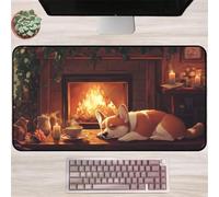Lituor Gaming Mouse Pad House Hearth Dog 700x300x3mm XXL Large Mouse Mat with Stitched Edges,Big Desk Pad with Non-Slip Base Keyboard Mousepad for Office & Home Computers, Laptop