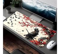 Lituor Gaming Mouse Pad Japanese Landscape Samurai 800x300x3mm XXL Large Mouse Mat with Stitched Edges,Big Desk Pad with Non-Slip Base Keyboard Mousepad for Office & Home Computers, Laptop