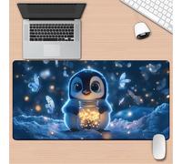 Lituor Gaming Mouse Pad Landscape Penguin Butterfly 600x300x3mm XXL Large Mouse Mat with Stitched Edges,Big Desk Pad with Non-Slip Base Keyboard Mousepad for Office & Home Computers, Laptop