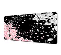 Lituor Gaming Mouse Pad Pink White Flowers 600x400x2mm XXL Large Mouse Mat with Stitched Edges,Big Desk Pad with Non-Slip Base Keyboard Mousepad for Office & Home Computers, Laptop