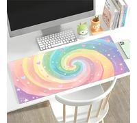 Lituor Gaming Mouse Pad Rainbow Stripes 600x300x3mm XXL Large Mouse Mat with Stitched Edges,Big Desk Pad with Non-Slip Base Keyboard Mousepad for Office & Home Computers, Laptop