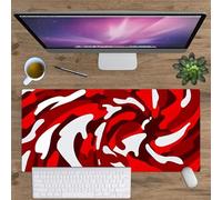 Lituor Gaming Mouse Pad Red White Abstract 800x300x3mm XXL Large Mouse Mat with Stitched Edges,Big Desk Pad with Non-Slip Base Keyboard Mousepad for Office & Home Computers, Laptop