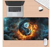Lituor Gaming Mouse Pad Sun Moon Yin Yang 600x300x3mm XXL Large Mouse Mat with Stitched Edges,Big Desk Pad with Non-Slip Base Keyboard Mousepad for Office & Home Computers, Laptop