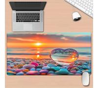 Lituor Gaming Mouse Pad Sunset Beach Love Stones 900x400x3mm XXL Large Mouse Mat with Stitched Edges,Big Desk Pad with Non-Slip Base Keyboard Mousepad for Office & Home Computers, Laptop