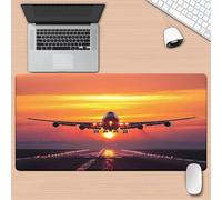 Lituor Gaming Mouse Pad Sunset Plane Taking Off 600x300x3mm XXL Large Mouse Mat with Stitched Edges,Big Desk Pad with Non-Slip Base Keyboard Mousepad for Office & Home Computers, Laptop