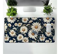 Lituor Gaming Mouse Pad White Daisy Flowers 600x400x3mm XXL Large Mouse Mat with Stitched Edges,Big Desk Pad with Non-Slip Base Keyboard Mousepad for Office & Home Computers, Laptop