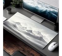 Lituor Gaming Mouse Pad White Gray Mountain 1000x500x2mm XXL Large Mouse Mat with Stitched Edges,Big Desk Pad with Non-Slip Base Keyboard Mousepad for Office & Home Computers, Laptop