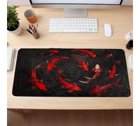 Lituor Mouse Pad Abstract Red Koi XXL Gaming mouse pad 900x400x3mm Extended Desk Mat,with Non-Slip Base and Stitched Edge,Soft Smooth Surface Mousepad,Improved Precision and Speed