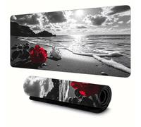Lituor Mouse Pad Beach Red Roses XXL Gaming mouse pad 1200x600x2mm Extended Desk Mat,with Non-Slip Base and Stitched Edge,Soft Smooth Surface Mousepad,Improved Precision and Speed