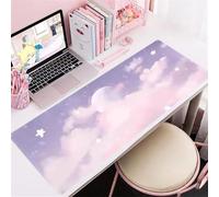 Lituor Mouse Pad Beige Pink Cartoon XXL Gaming mouse pad 1000x500x2mm Extended Desk Mat,with Non-Slip Base and Stitched Edge,Soft Smooth Surface Mousepad,Improved Precision and Speed