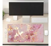 Lituor Mouse Pad Golden Pink Marble XXL Gaming mouse pad 1500x800x3mm Extended Desk Mat,with Non-Slip Base and Stitched Edge,Soft Smooth Surface Mousepad,Improved Precision and Speed