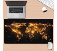 Lituor Mouse Pad Golden World Map XXL Gaming mouse pad 1200x600x2mm Extended Desk Mat,with Non-Slip Base and Stitched Edge,Soft Smooth Surface Mousepad,Improved Precision and Speed