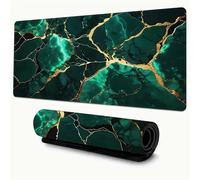 Lituor Mouse Pad Green Gold Marble XXL Gaming mouse pad 1200x600x2mm Extended Desk Mat,with Non-Slip Base and Stitched Edge,Soft Smooth Surface Mousepad,Improved Precision and Speed